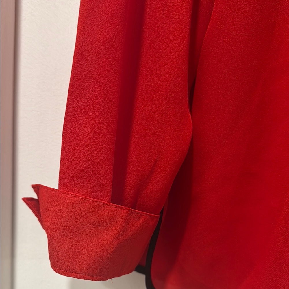 Women's Red Blouse with Black Trim - Picture 4 of 6